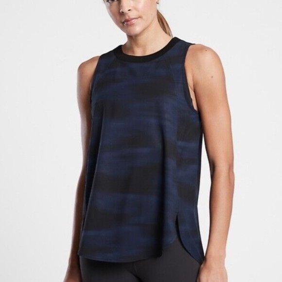 Athleta Tops - **AWESOME** Athleta Blurred Camo (Blue/Black) Zephyr Tank Top - Sz SM Small